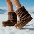 thumbnail image 4 of Lurnyet Women Winter Fuzzy Boots Faux Fur Lined 2 inch Sole Calf High, 4 of 4