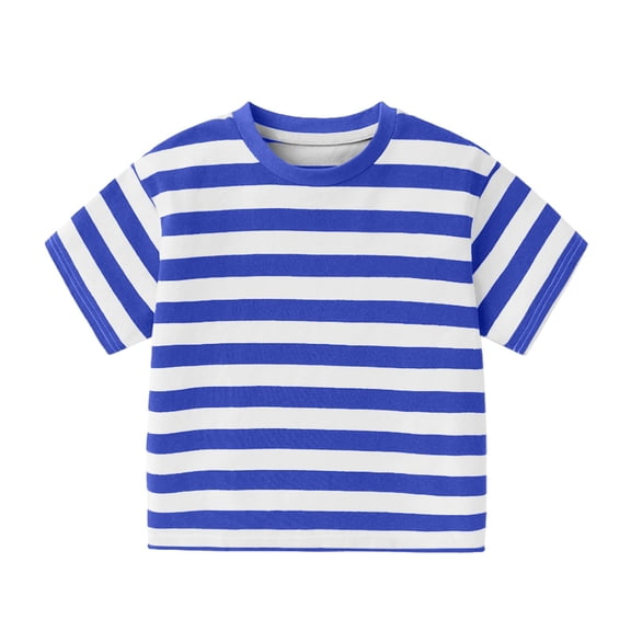 Unisex-Baby 𝐎rganic Tee Kids Striped Cotton T-Shirt Casual Crewneck Short Sleeve Boy Girls Summer Tee Top Toddler Undershirt