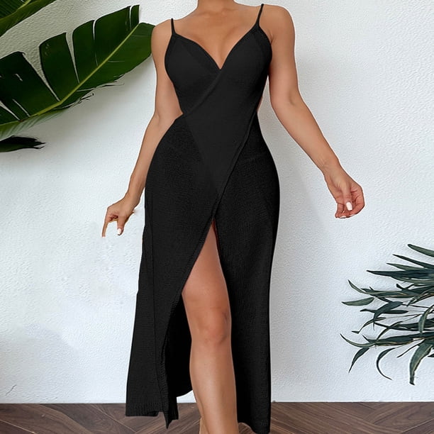 Herrnalise Women Crochet Knit Evening Dress Y2K Sexy Hollow Out Long Dress  Halter Neck Bodycon Retro Party Dresses Clubwear For Free Size - Walmart  Business Supplies