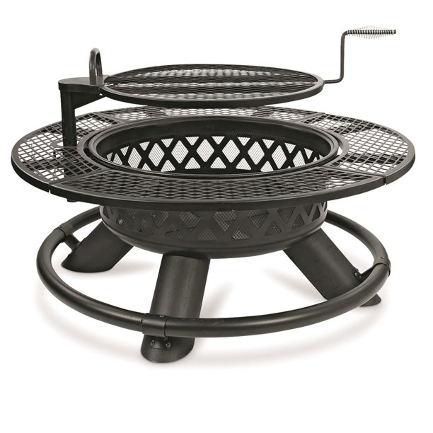 CASTLECREEK 47" Fire Pit BBQ Grill Outdoor Wood Burning Steel Log Firepit for Camping, Grilling