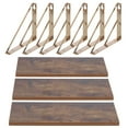 thumbnail image 4 of Floating Wall Shelves Set of 3, Rustic Wood Wall Mounted Storage Shelves with Triangle Metal Brackets, 4 of 7
