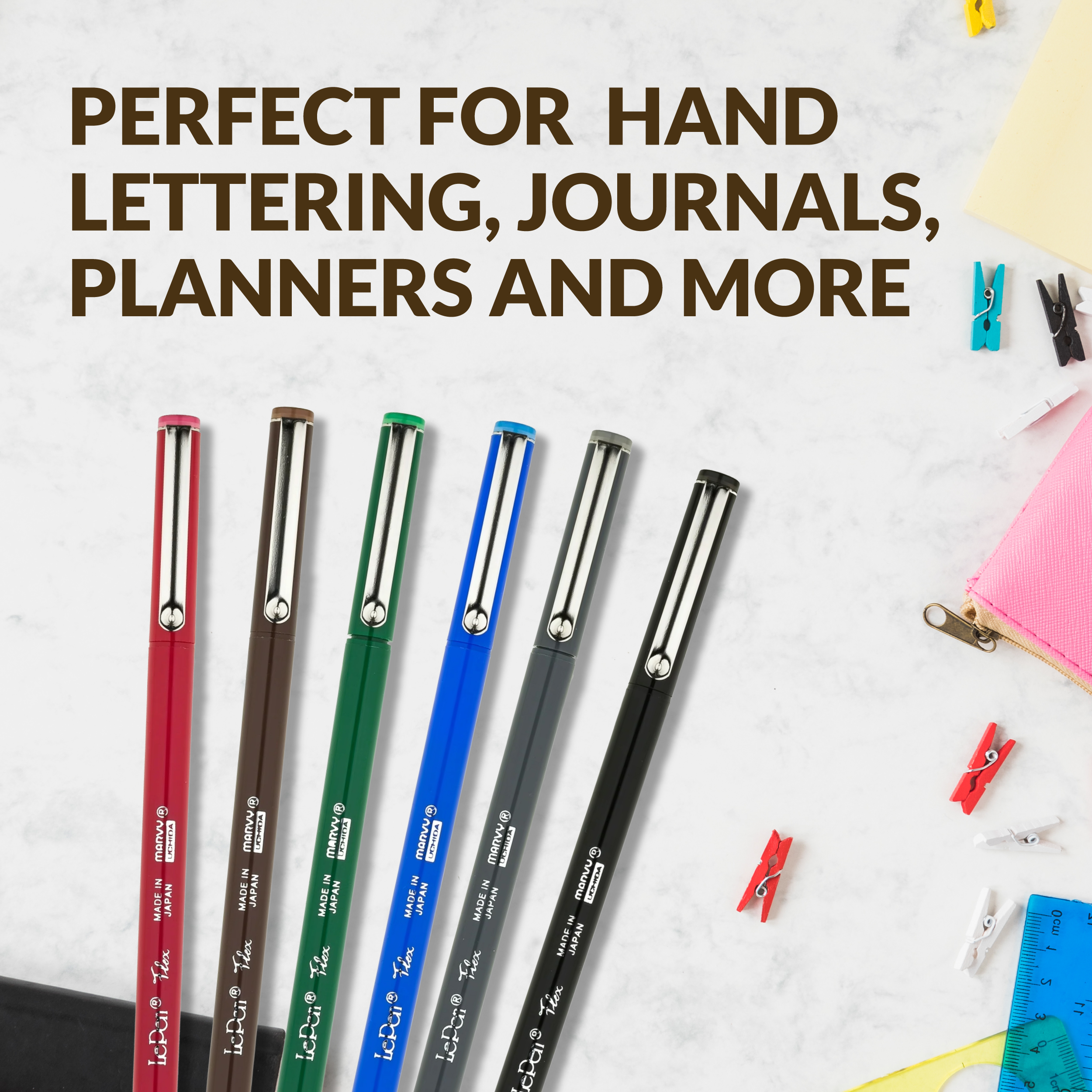Le Pen Flex Primary Set with Flexible Brush Tip for Creative Journaling
