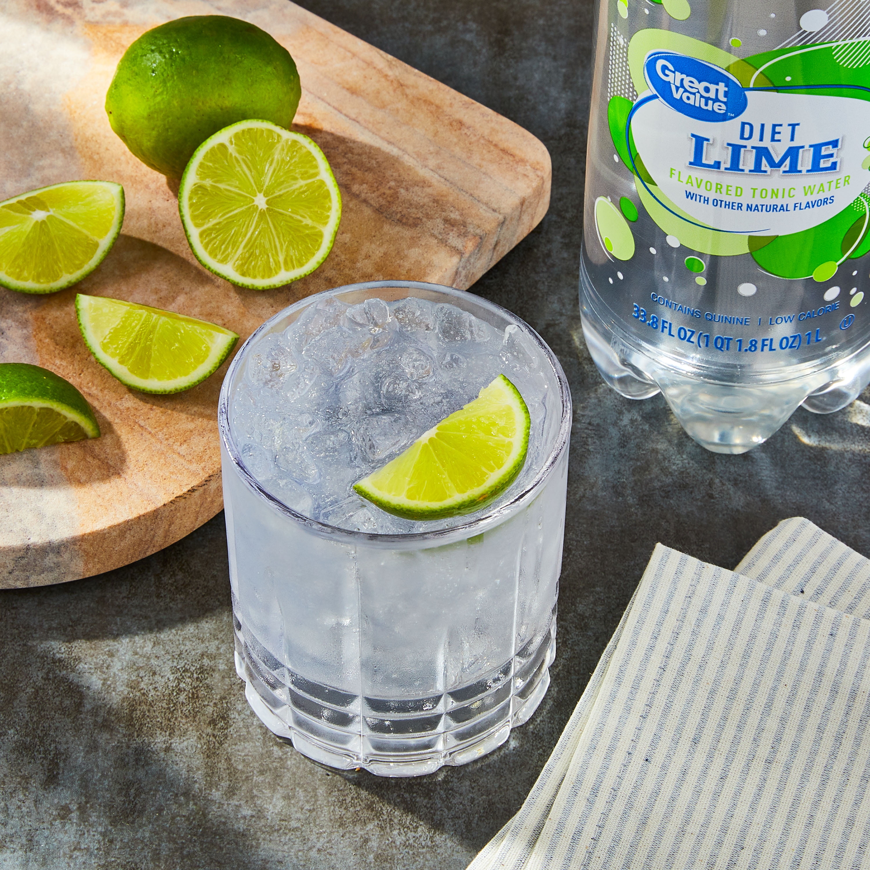 Great Value Diet Lime Tonic Water, 1L Plastic Bottle