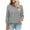 Gray—Top, variant on Womens 3/4 Sleeve Shirts Casual Waffle Crewneck Tops Fashion Lace Patchwork Sleeve T-Shirts Fall Lightweight Blouses
