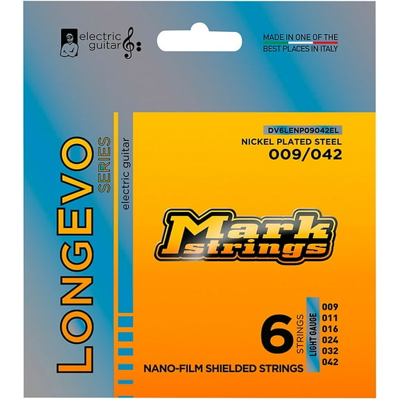 Markbass Longevo Series Nanofilm Shielded Nickel Plated Steel Electric Guitar Strings (9-42)
