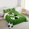thumbnail image 3 of Homewish Cartoon Monogrammed S Queen Comforter Set, Cartoon Football Soccer Bedding Sets, Teens Kids Boys Girls Reversible Bedding Comforter Set, Luxury Bedroom Decor, 3-Piece, 3 of 8