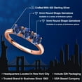 thumbnail image 2 of Gem Stone King 18K Rose Gold Plated Silver Blue Created Sapphire Engagement Ring for Women | 1.80 Cttw | Round 5MM | Gemstone September Birthstone | Size 8, 2 of 6