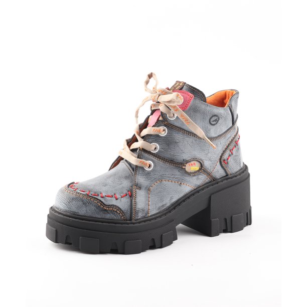 Botas de suela gruesa cosidas a mano para mujer, Color sólido, primavera y otoño, 2024