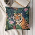thumbnail image 3 of Tiger Throw Pillow Covers African Safair Animal Pillow Covers Wildlife Nature Cushion Covers for Kids Boys Adult Palm Tree Leaves Decorative Pillow Covers Sofa Bed Couch, 3 of 5