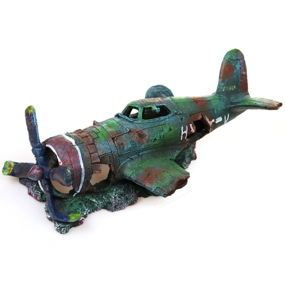 Aquarium Plane Wreck Resin Sunken Crashed Plane Decorations Military