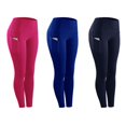 thumbnail image 3 of PENGXAING Leggings Haute Élasticité pour Femmes, Compression Extensible, Vêtements de Sport Décontractés, Yoga, Jogging, avec Poche, pour Course, Gym, Yoga, m-3TG, Rose Rouge, 3 of 6