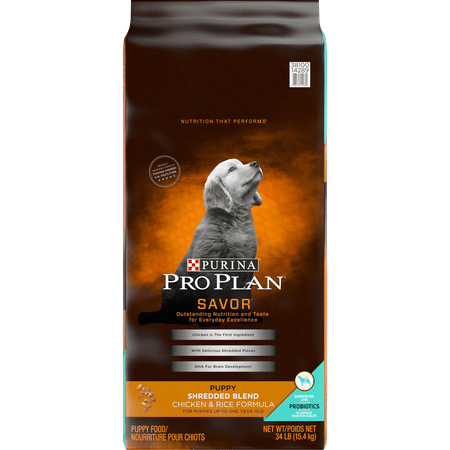 Purina Pro Plan Probiotics Dry Puppy Food, SAVOR Shredded Blend Chicken & Rice Formula - 34 lb.