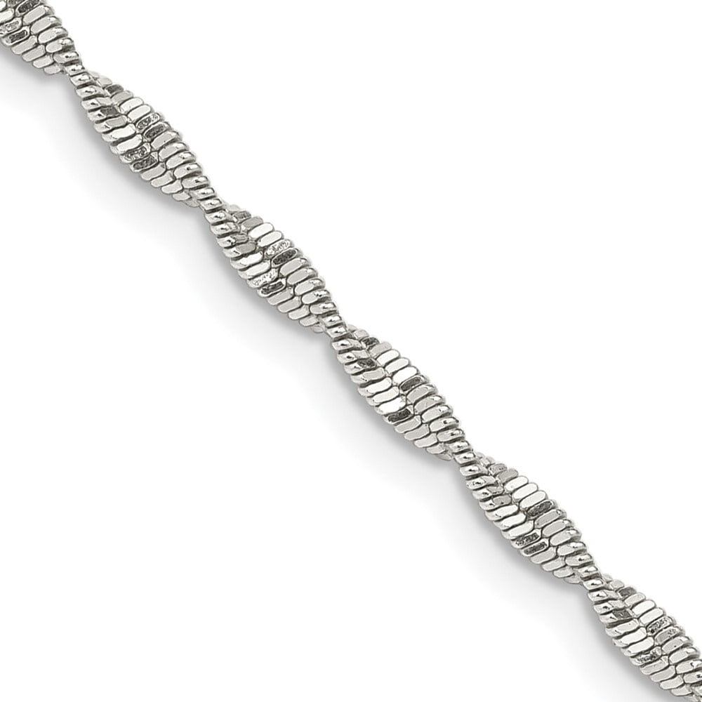 925 Sterling Silver 2mm Twisted Herringbone Chain 24 Inch