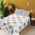 thumbnail image 2 of Ambesonne Emoji Fitted & Top Sheet Set with Shams, Spring Floral Happy Character, Ivory Pale Purple Seafoam, 2 of 5