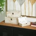 thumbnail image 3 of DecMode Floral Handmade White Mango Wood Decorative Box with Hinged Lid, 3 Count, 3 of 10