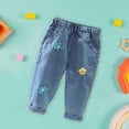 thumbnail image 2 of Hessimy Girls Baggy Jeans,Ripped Heart Patch Denim Pants,Casual Loose Fit Wide-Leg Trousers(Blue,6-12 Months), 2 of 6