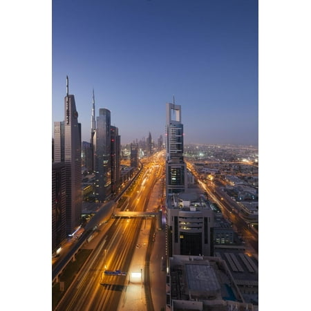 UAE, Downtown Dubai. High-rise buildings along Sheikh Zayed Road. Print Wall Art By Walter