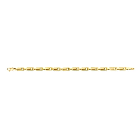 14k Yellow Gold Shiny Alternate Long Oval Link Bracelet with Lobster Clasp