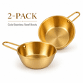 thumbnail image 2 of 2-Pack Makgeolli Bowls, 304 Stainless Steel Korean Traditional Bowls Rice Wine Bowl with Handle, Hiking Soup Dish, Food Bowl Camp Cup, 4.7 Inch, 10 Ounces (Gold), 2 of 7
