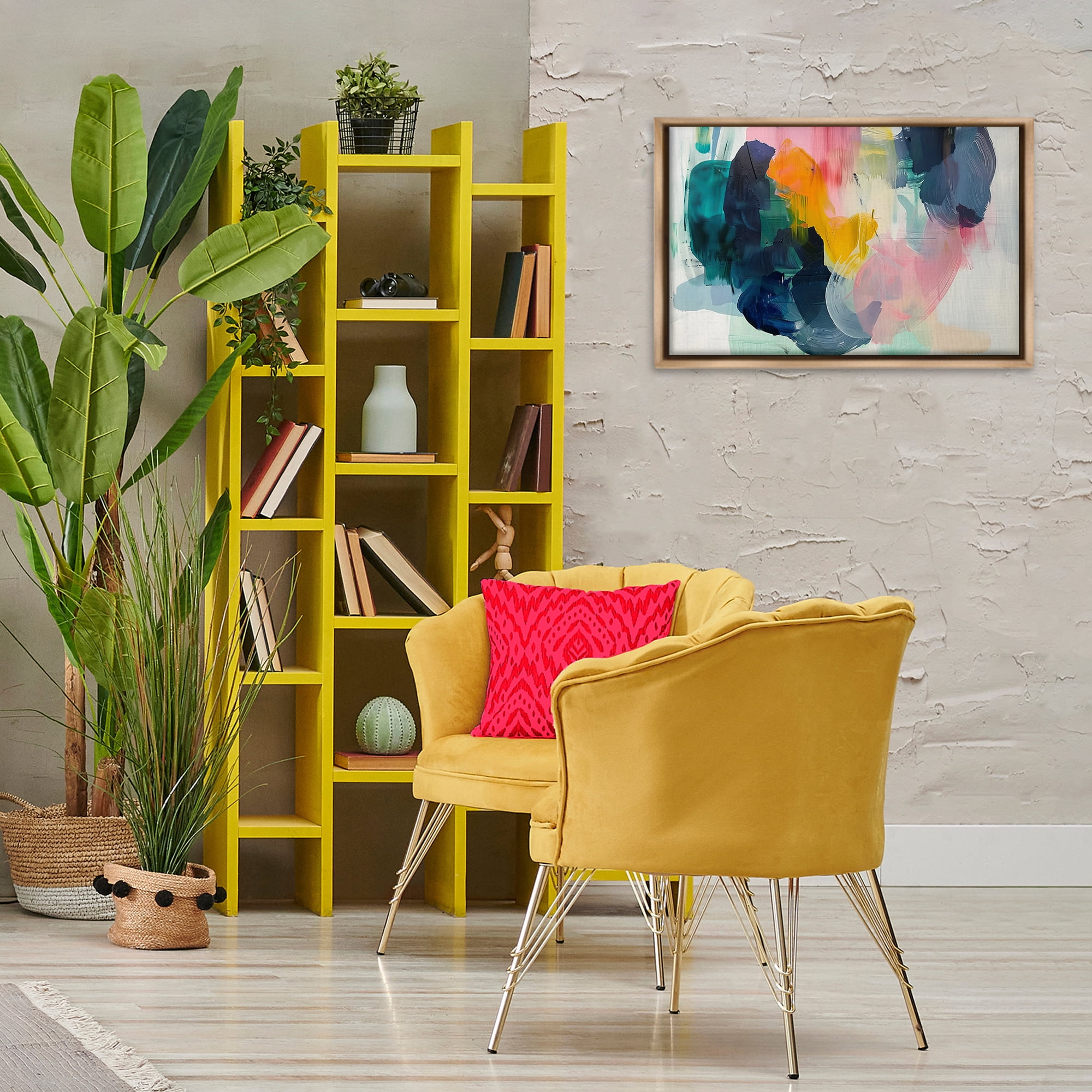 Stupell Industries Bold Paint Strokes Abstract Painting Brown Floater Framed Canvas Art Print Wall Art, 25 x 17
