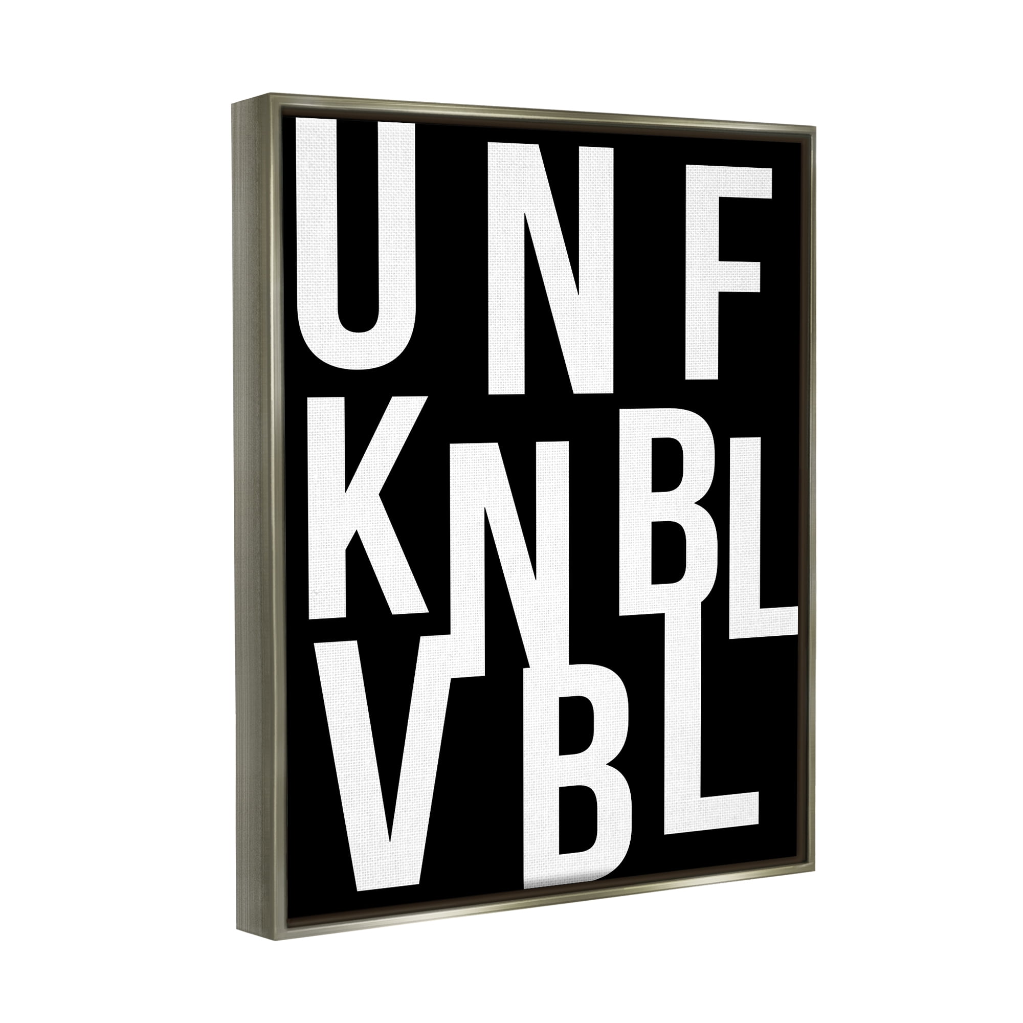 Stupell Industries Unfknblvbl Funny Acronym Inspirational Painting Gray Floater Framed Canvas Art Print Wall Art, 25 x 31
