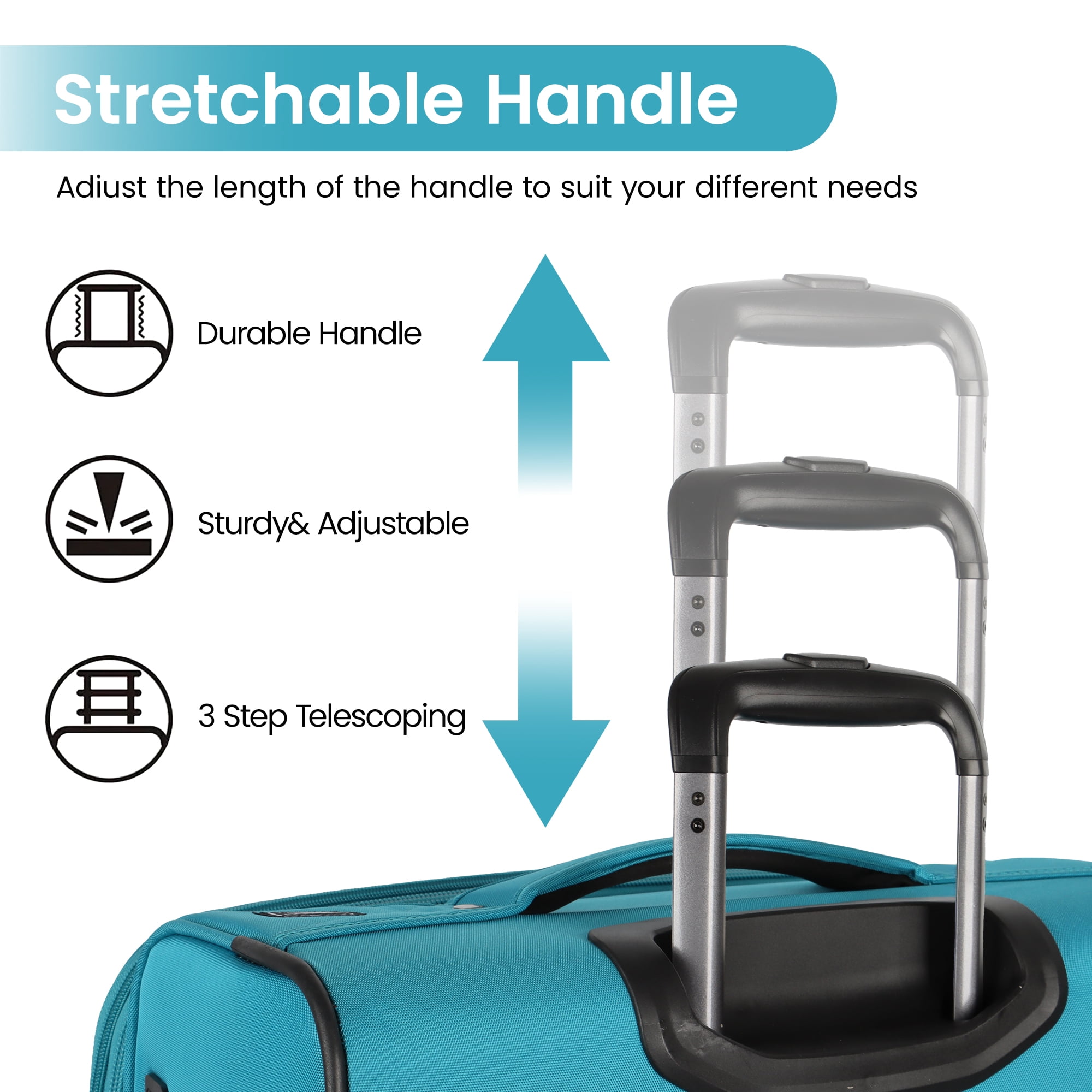 New York Xpress 3-Piece Softside Luggage Set, Expandable Spinner Suitcase with TSA Lock, Front Opening, 22/28/32 for Adult, Sky Blue , WD8818