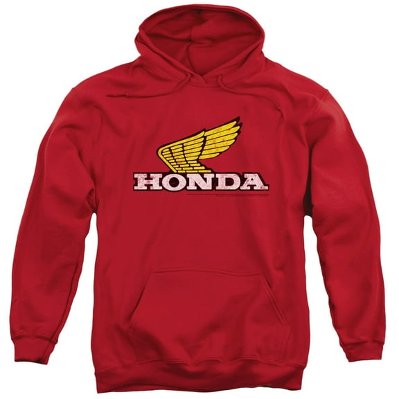 Honda Yellow Wing Logo Adult Pullover Hoodie Sweatshirt Red
