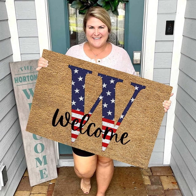TopLLC Bathroom Rugs 4th Of July Door Mat Patriotic Doormat Entryway Rug Welcome Independence Day Doormat Stain And Fad Patriotic Decor Welcome Outdoor Mat A map