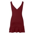 thumbnail image 5 of Sakmal Backless Spring Dresses for Women 2026 Sleeveless Solid Ruffle Bodycon Dresses Zipper Knee Length V Neck Midi Dresses Wine,Xxl, 5 of 7