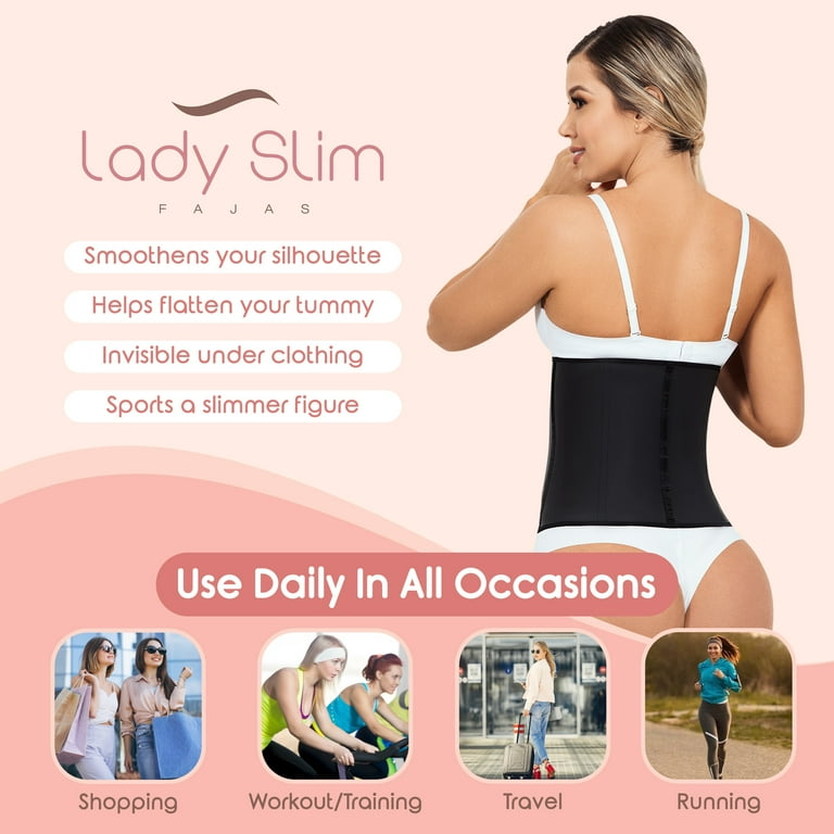 Lady Slim Fajas Colombianas Reductoras Y Moldeadoras para Mujer Underbust Latex Waist Trainer Hourglass Body Shaper for Women Black V2 L Walmart
