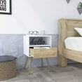 thumbnail image 6 of White & Light Oak Nightstand with Open Shelf & Drawer Elegant Furniture for Your Bedroom, 6 of 7