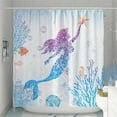 thumbnail image 2 of Cute Mermaid Shower Curtain Set, Glitter Fish Scale Girls Shower Curtains for Bathroom Kids Bathroom Decor Polyester Fabric-72" x 72", 2 of 6