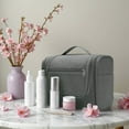 thumbnail image 6 of Large Hanging Travel Toiletry Bag Dopp Kit with Hook Cosmetic Makeup Organizer with Brush Holder Water-Resistant Bathroom for Women Men, Grey, 6 of 8