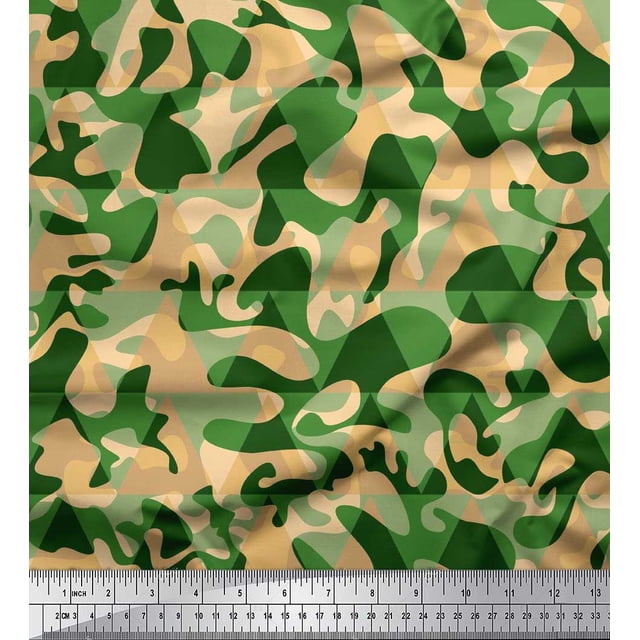 Soimoi Viscose Chiffon Fabric Two Tone Camouflage Print Fabric by The Yard 42 Inch Wide