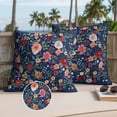 thumbnail image 3 of Navy Blue Flowers Outdoor Pillow Covers 26x26 Set of 2,Waterproof Patio Throw Pillowcase Protectors,Spring Vintage Floral Leaves Farmhouse Decorative Pillow Shams Cushion Covers for Seat Bed Couch, 3 of 8