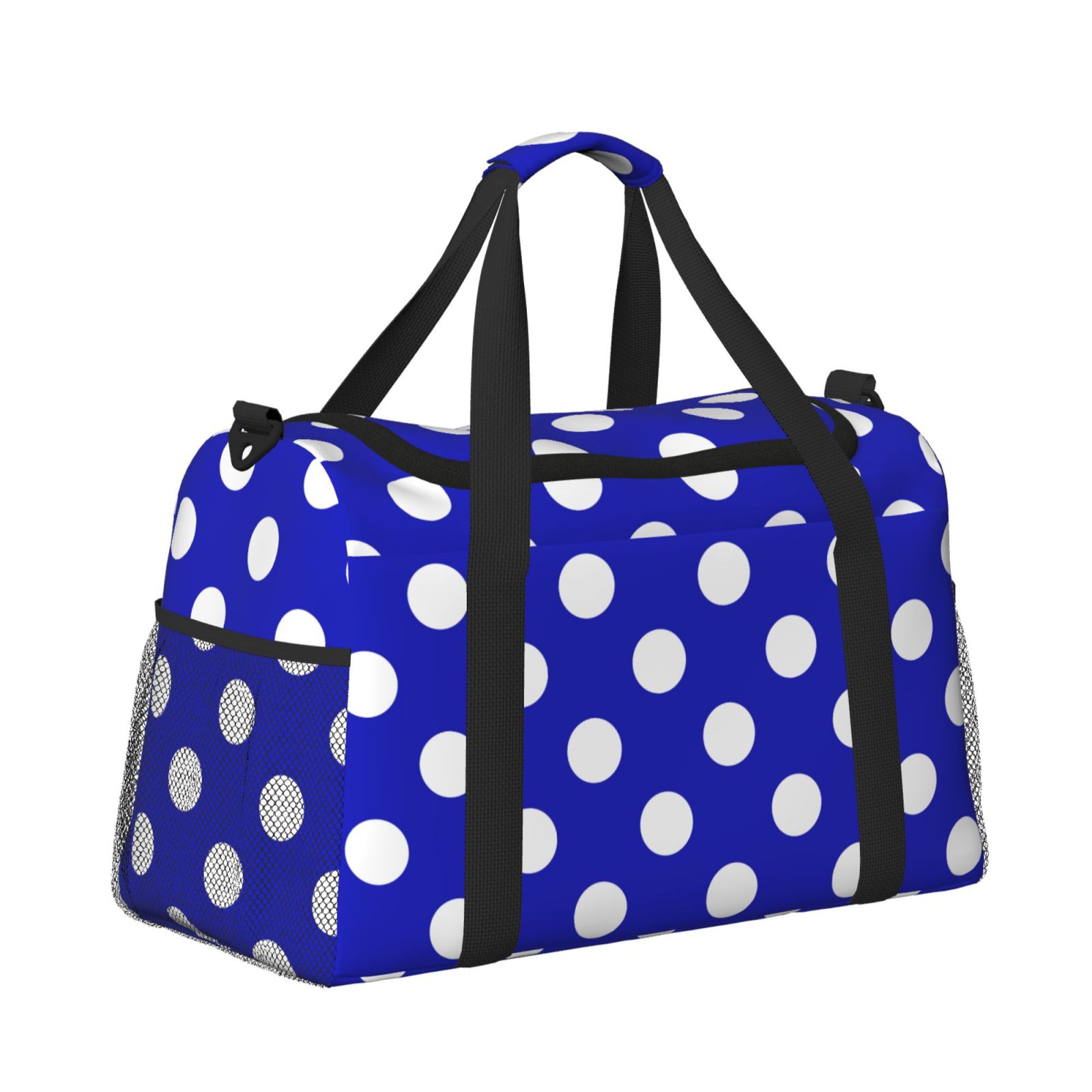 Fuzoiu Blue And White Polka Dot Print Travel Duffle Bag,Carry On Tote Bags,Duffel Bag,Sport Gym Bag, Hospital Bag for Labor and Delivery, Overnight Bag,Luggage Bag