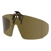 Polarized Clip-on Flip-up Plastic Sunglasses - Wrap Style - Polarized Brown - 65mm Wide X 55mm High (140mm Wide)