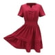 thumbnail image 4 of Vestido holgado de manga corta con cuello en V para mujer - Poliéster ligero - Elegante e informal para primavera/verano/otoño, 4 of 4