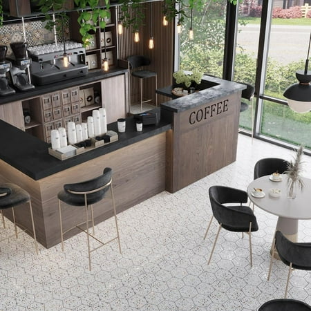 Terra Mia 8.1 in. x 9.25 in. Matte White, Multicolor Porcelain Hexagon Wall and Floor Tile (9.93 sq. ft./case) (25-pack)
