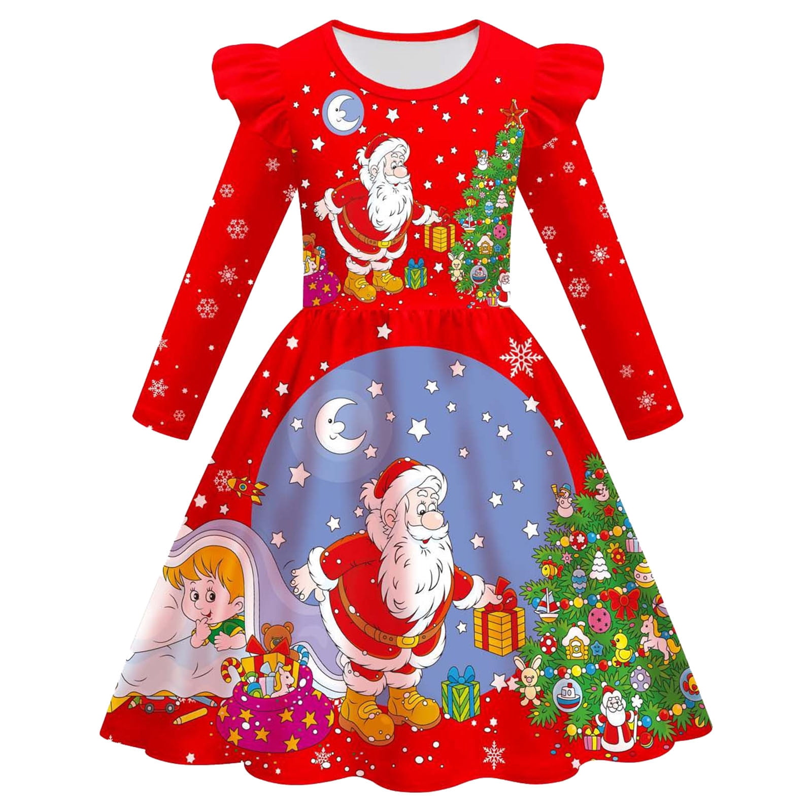 Child Xmas Girls Dresses Party Dance Kids Christmas Dress Vintage