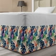thumbnail image 1 of Tropical Bed Skirt, Flowers and Leaves of Exotic Plants Tropic Jungle Rainforest Theme Pattern, Elastic Bedskirt Dust Ruffle Wrap Around for Bedding Decor, 4 Sizes, Multicolor, by Ambesonne, 1 of 2