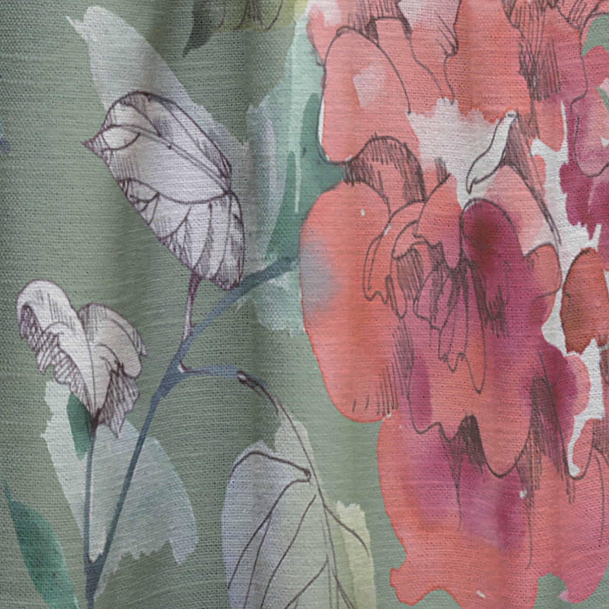 Designart 'Flowers With Green Leaves II' Floral Curtain Panel