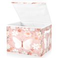thumbnail image 2 of Storage Box With Lid 16.5x12.6x11.8In Foldable Stacked Household Storage Box Pink Butterflies and Pink Flowers, 2 of 7