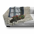 thumbnail image 3 of Country Soft Flannel Fleece Throw Blanket, Mediterranean Style Window Open Shutters Image French Urban Life Theme Print, Cozy Plush for Indoor and Outdoor Use, 60" x 80", Blue Grey, by Ambesonne, 3 of 6