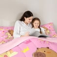thumbnail image 4 of Erosebridal Capybara Twin Bedding Sets for Kids, Fairy Castle Bedding Comforter Set, Pink Reversible, 7-Piece, 4 of 7