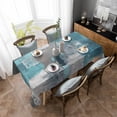 thumbnail image 4 of Turquoise Grey Rectangle Tablecloth, Abstract Square Graffiti Modern Smear Waterproof & StainResistant Tablecloth, Washable Oil-proof Table Cover for Dining/Party/Wedding/Camping/Buffet 60x102 In, 4 of 9