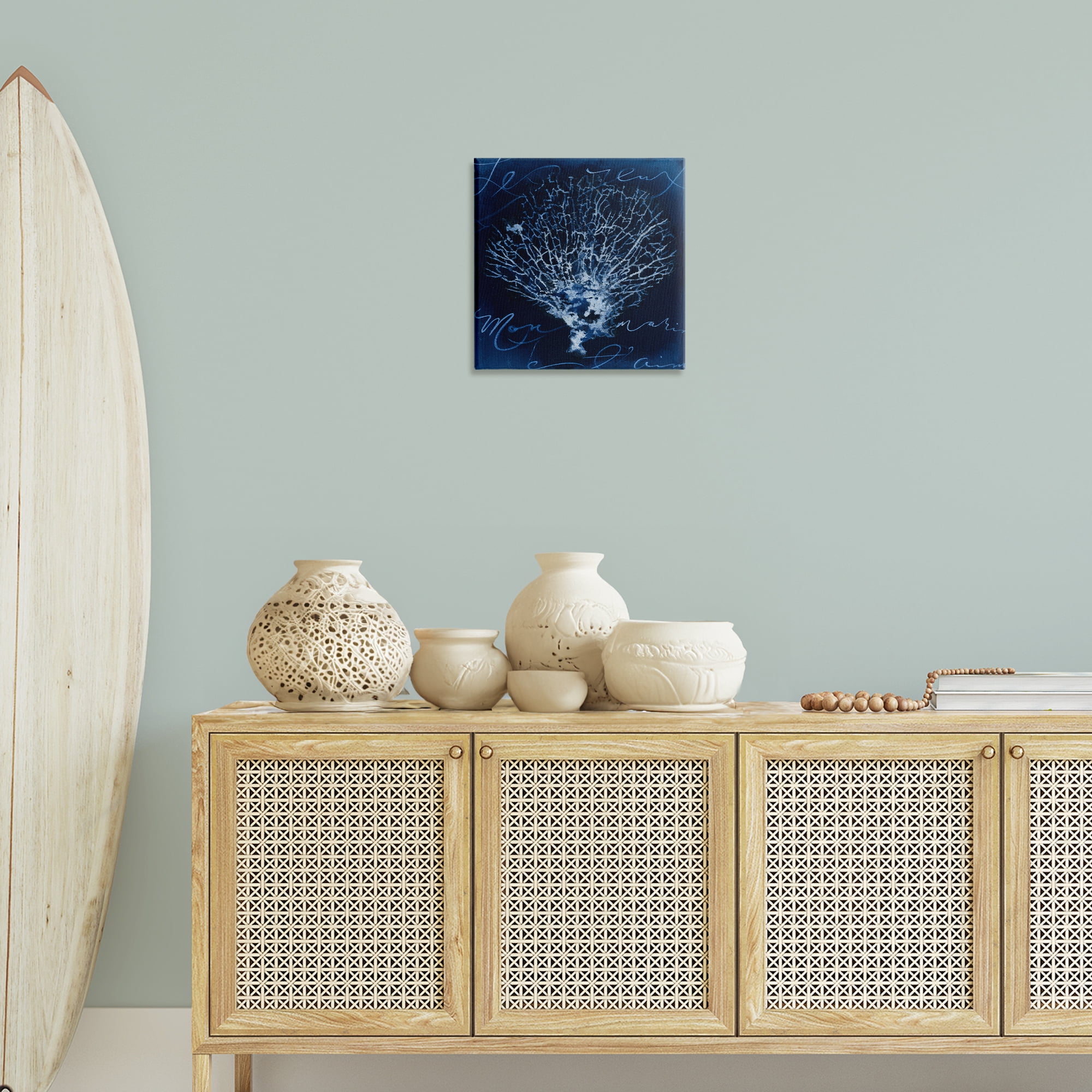 Stupell Industries Vintage Marine Life Coastal Painting Gallery Wrapped Canvas Art Print Wall Art, 17 x 17