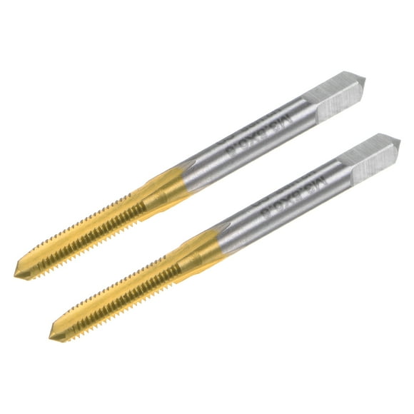 Unique Bargains M3.5 x 0.6 Cobalt High Speed Steel Straight Flute Machine Thread Tap Titanium Coated 2 Pack