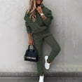 thumbnail image 2 of VIWORLD Casual Hoodie and Jogger Set - Women's Winter Solid Color Sweatsuit for Cold Weather Comfort Dark Green，S, 2 of 6