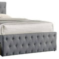 thumbnail image 3 of Nek Wood Twin Size Upholstered Bed with Trundle Tufted Gray Burlap, 3 of 5